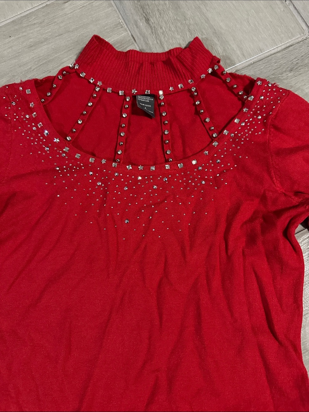 HOT DATE!! Red Embellished Women's Sweater